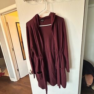 torrid Hooded Longline Cardigan Sweater - Burgundy